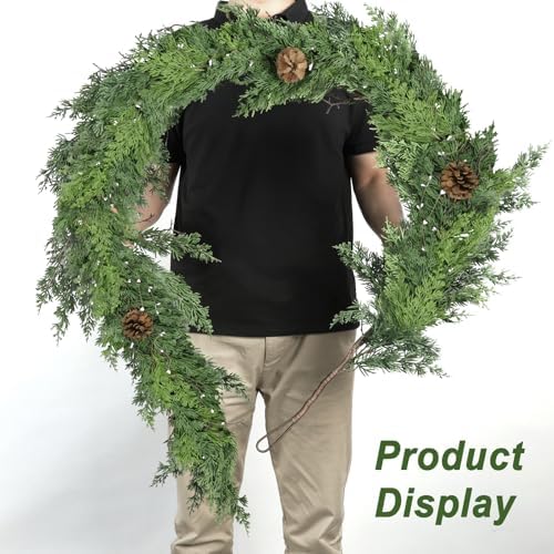 Artgar 6 Ft Christmas Cedar Garland - Realistic Greenery Cypress Garland