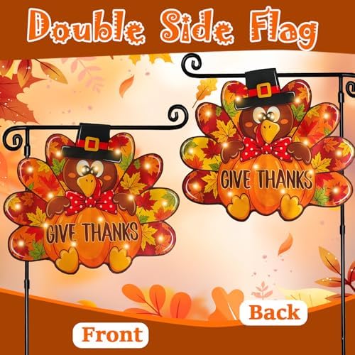 Thanksgiving Garden Flag, Turkey Fall Porch Decor, 12x18 In