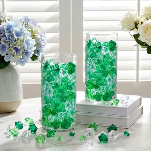 Syhood 570 Pcs Green Acrylic Gems Plastic Crystals