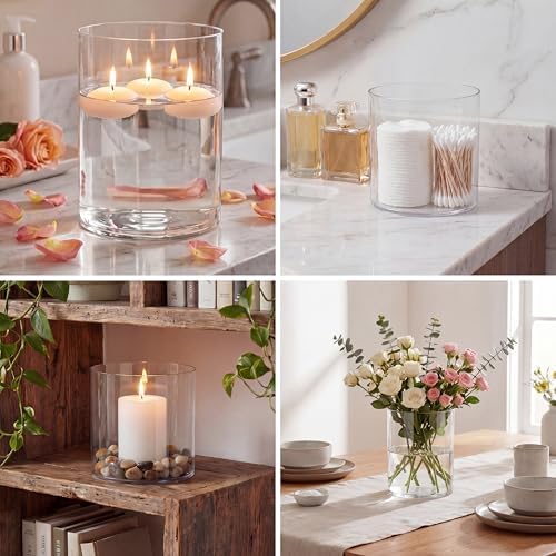meekoo 6 Pcs Cylinder Vase 4 x 4 in, 5 x 5 in