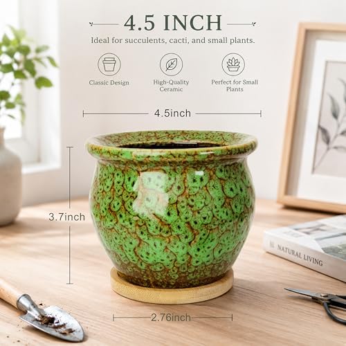 4.5 Inch Plant Pots, Small Pots for Plant Indoor, Succulent Pots with Tray
