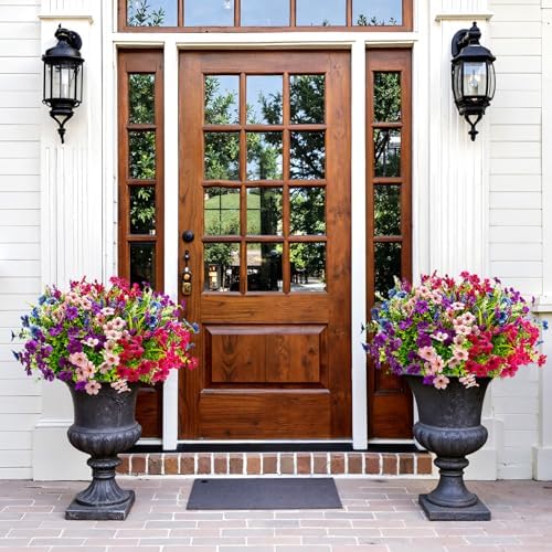 20 Bundles Artificial Flowers for Outdoors Fake Plants, Mixed