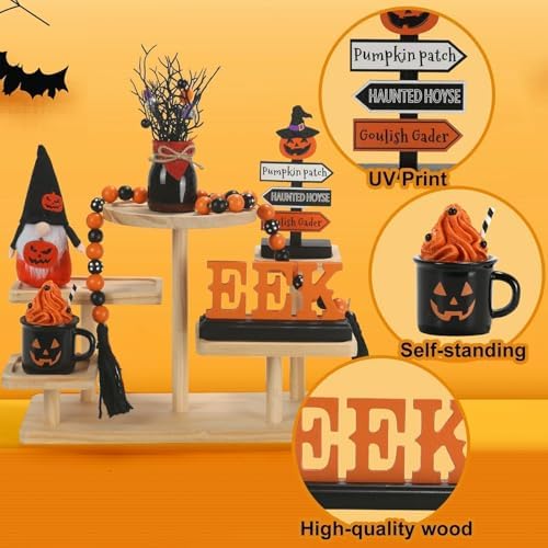 Halloween Decorations 6 PCS Farmhouse Spooky Tiered Tray Decor Set