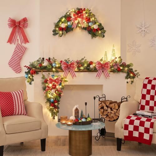 Valery Madelyn Pre-Lit Christmas Swag Decoration 24 Inch Elf Red Green