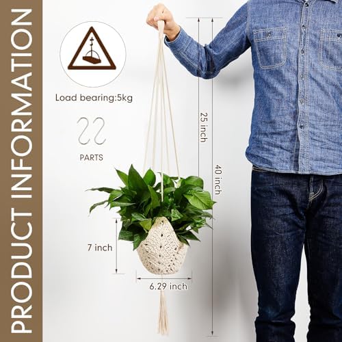 Shappy 4 Pack Boho Macrame Plant Hanger for Indoor