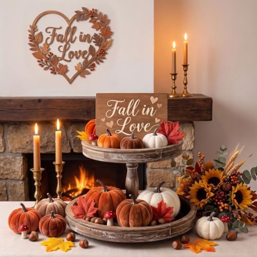 36Pcs Velvet Pumpkin Fall Decor Set Thanksgiving Decorations