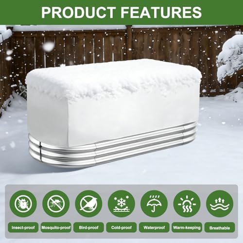 Plant Covers Freeze Protection, Rectangular Plant Cover for Winter, Frost Cloth Plant Freeze Protection for Outdoor Plants, Raised Garden Bed Cover,Winter Frost Blanket with Insulated Liner Drawstring