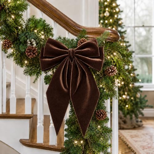 Large Christmas Bows, Velvet Bows for Xmas Tree Topper Garland Wreath Decor