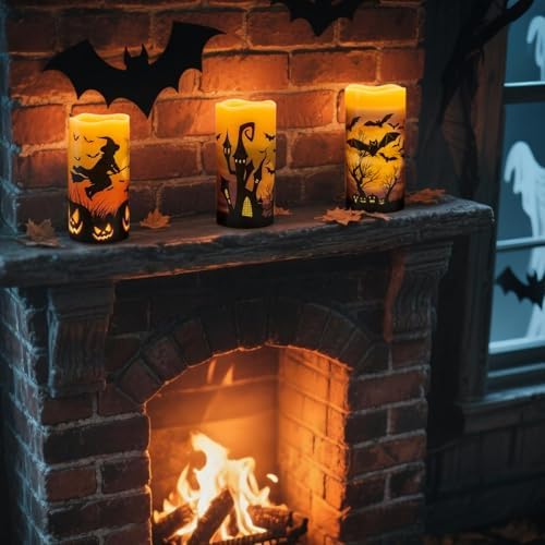 Rechargeable Halloween Flameless Candles with 6 Hour Timer