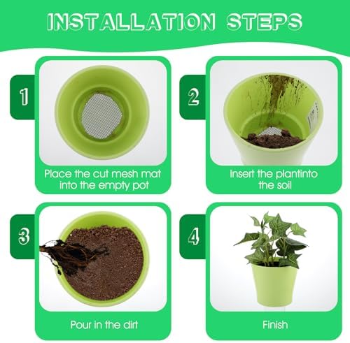 Ouligay 10pcs 11.8 X 7.8inch Flower Pot Hole Mesh Pad, Plastic Mesh Sheet, Keep Soil from Flowing Away,Bonsai DIY Drainage Netting Pot Bottom Grid Mat, White