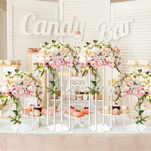 Geetery 8 Pieces Acrylic Wedding Centerpieces Flower Stand, 20 Inch