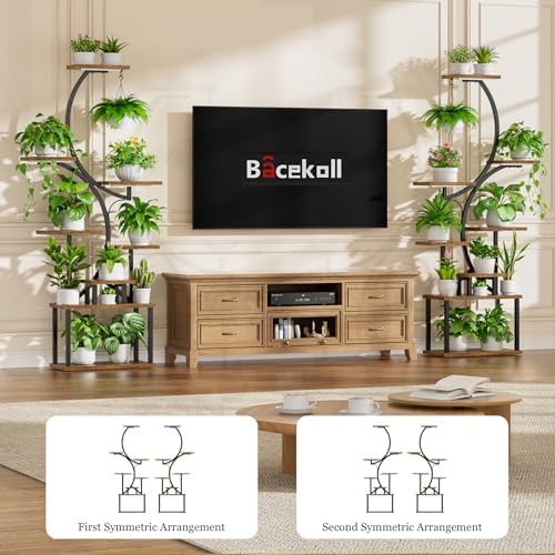 Plant Stand Indoor with Grow Light - 2 Pack Tall Large Lighted Plant Shelf