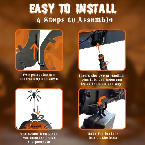 EAMBRITE Halloween Decorations Outdoor, Metal Pumpkin Pathway Lights