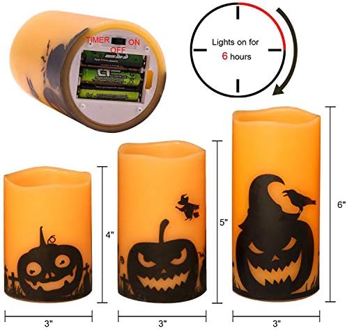 Eldnacele Pumpkin Halloween Flameless Candles Battery Operated with Timer