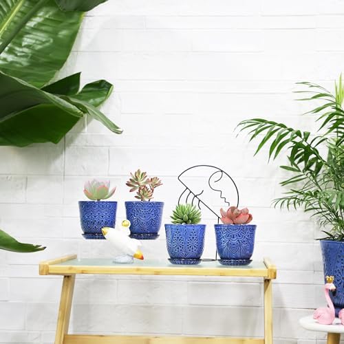 Gepege Ceramic Succulent Pots, 4 Inch Small Plant Pots with Drainage
