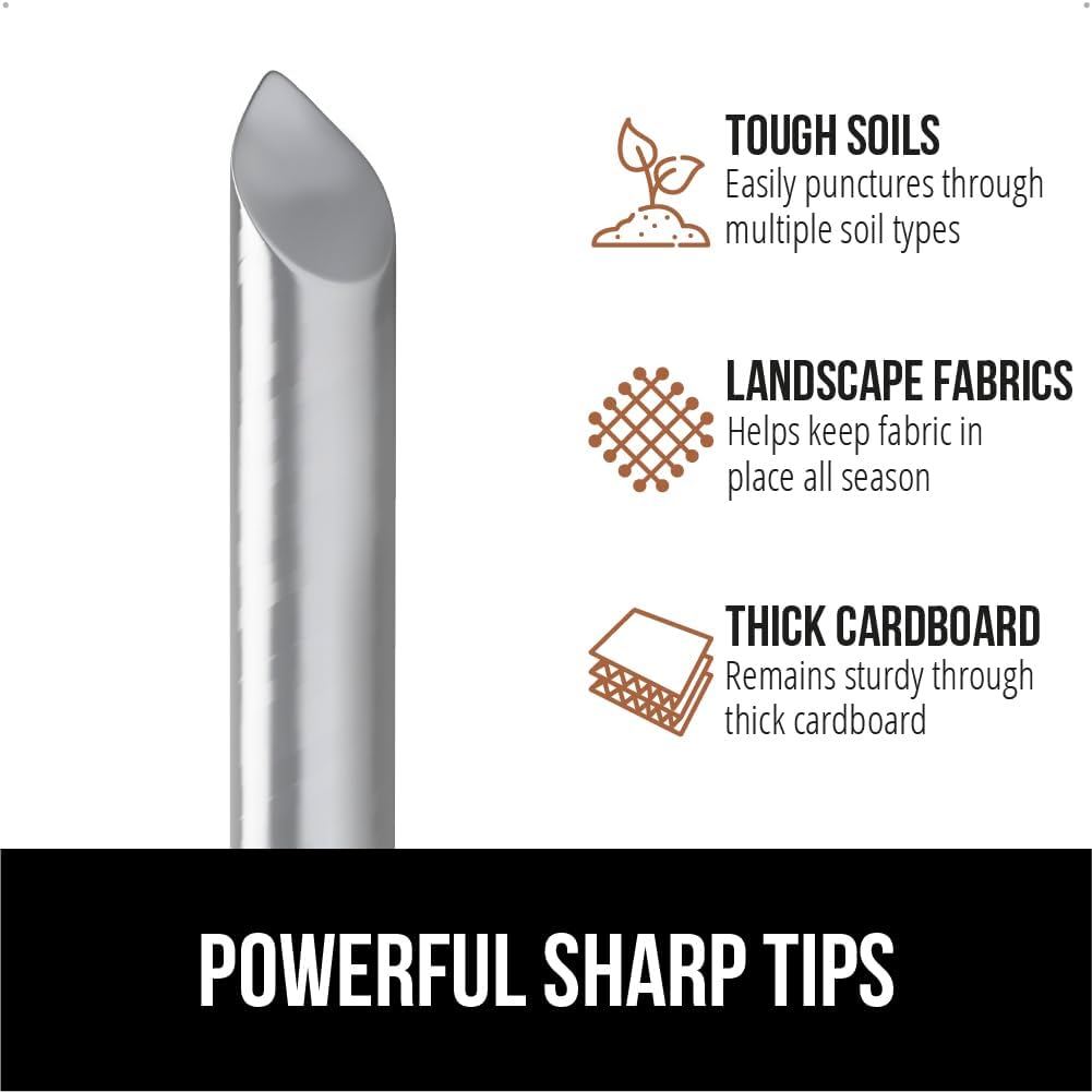 GORILLA GRIP Premium Landscape Staples 200 Pack 6 Inch, Heavy Duty 11 Gauge Galvanized Steel Garden Stakes, Sharp Rust