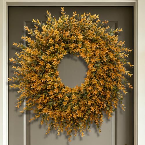 28'' Large Full Boxwood Wreath for Front Door Porch Window（Orange）