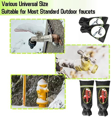 Outdoor Faucet Cover for Winter - Pro 7.1" W x 9.8" H - 4 Pack Outdoor Water Faucet Cover Socks for Winter Freeze Protection Pipe Insulation Reusable Waterproof Insulated Spigot backflow Cover