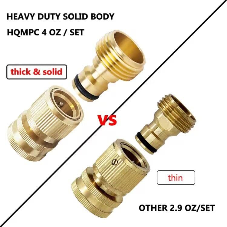 Garden Hose Quick Connect Solid Brass Hose Quick Fitting Easy For Garden Watering No-Leak 3/4 inch GHT (4 Sets)