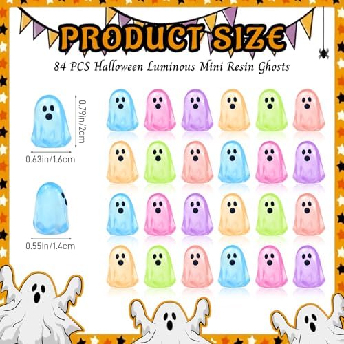 84 Pcs Halloween Luminous Mini Resin Ghost Figures Miniature Figurines