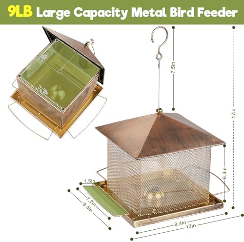 Bird Feeder, Heavy Duty Metal Bird Feeders for Outdoor Hanging