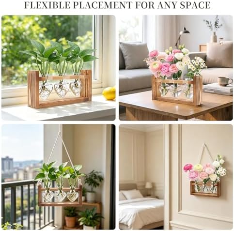 Plant Propagation Station, Heart Test Tube Vases with Hook