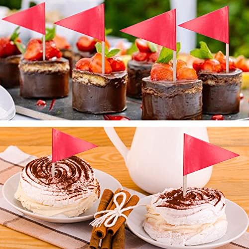 stidsds Solid Pink Cupcake Toppers Flags Mini Small Plain Pink Triangle Toothpick Stick Flag Blank DIY Color Decoration(100 pcs)