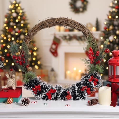 Ruisita 2 Pieces 18 Inch Grapevine Wreaths Vine Branch Wreath Natural Christmas Rattan Wreath Garland Decoration for Christmas Holiday Craft or Wedding Supplies