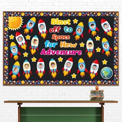 36 Pcs Rocket Cutouts for Bulletin Board Decoration Outer Space Theme Cutouts with Photo Space for Teacher DIY Craft for Galaxy Classroom Wall Décor