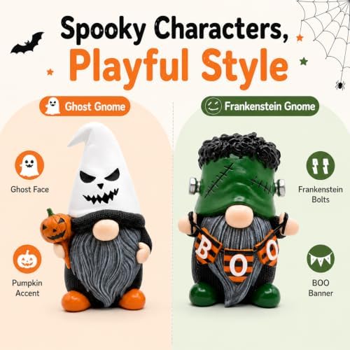 Stylor 2 Pcs 4-Inch Resin Halloween Gnomes Decorations
