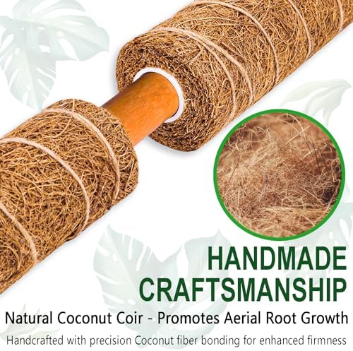 Soupiar 2 Pack 22 Inch Stackable Moss Pole - Thick & Sturdy Natural Coir Totem Plant Support & Garden Stakes for Monstera & Pothos, Indoor Climbing Vining Houseplants, 38" H Max