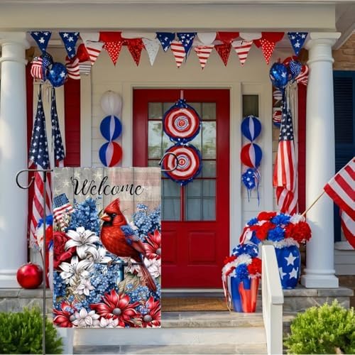 4th of July Garden Flags 12x18 Inch Double Sided Outside