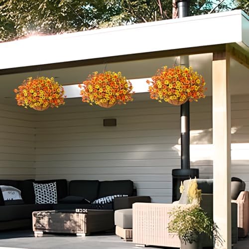Artificial Fake Hanging Baskets Fall Flowers for Outdoors Decoration