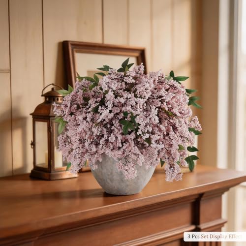 1 Pcs Artificial Berry Stem 36" Realistic Flowers Picks Branches Faux Stem Spray DIY for Holiday Seasonal Farmhouse Mantel DIY Home Decorations (Pink)