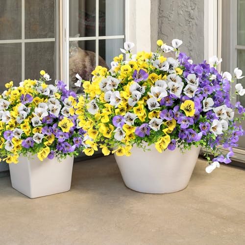 Geegoods Artificial Pansy Flowers, Mix 3 Colors, 24Pcs