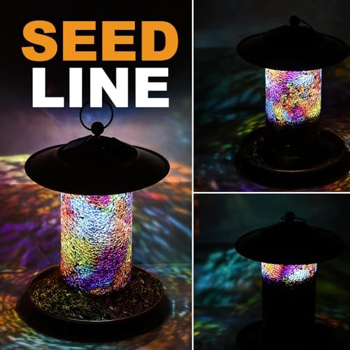 Solar Bird Feeder for Outdoors Hanging with Stained Glass, Fragment