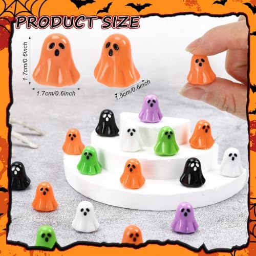 60Pcs Halloween Mini Resin Ghosts Figurines Little Ghost Bulk