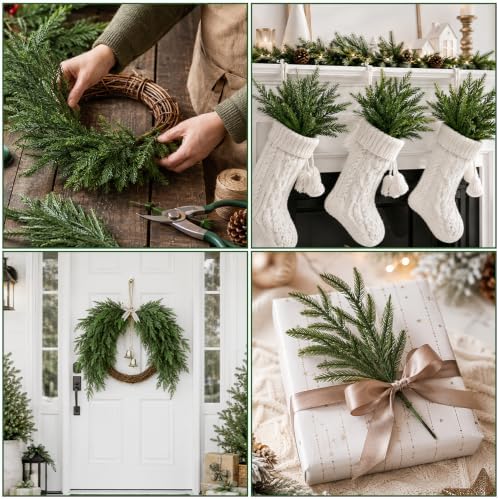 JOICEE 32Pcs 18" Real Touch Norfolk Pine Branches Artificial Faux Plants