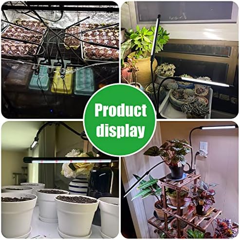 3 Head Grow Lights for Indoor Plants, Upgrade 126 LEDs Clip Plant Lights, Full Spectrum Red White LED Plant Growing Lamps with Flexible Gooseneck, 3/9/12H Timer, 3 Spectral Modes, 10 Dimmable Levels