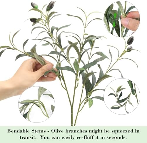 32in 10PCS Artificial Olive Branches Long Thicken Faux Tree Stems