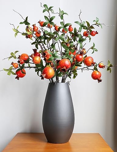 Forlaoers 4pcs 31" Orange Pomegranate Artificial Plants Fake Fruits Berry Branches Stem Fall Flowers Decorations for Living Room Dorm Decor Christmas Farmhouse Vase Arrangement Centerpiece