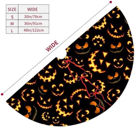 Halloween Tree Skirt 36Inch Pumpkin Smile Face Halloween Christmas Tree Decorations Black Tree Skirt for Fall Holiday Party Home Decor