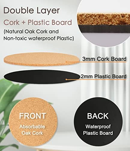Cork Plant Coasters, Double Layers Plant Mats, 4/6/8/10 Inch, 8 Pcs