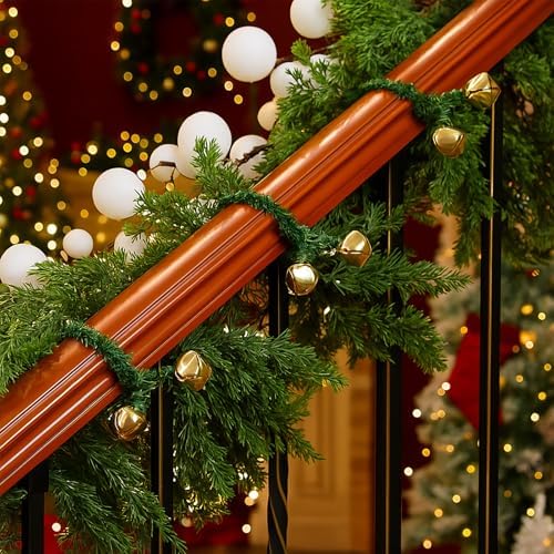 25 Pcs 20 Inch Christmas Garland Ties for Banister Bells, Gold