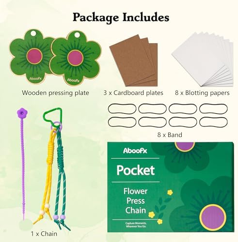 Aboofx Mini Flower Press 3" x 3", Pocket Flower Press Kit