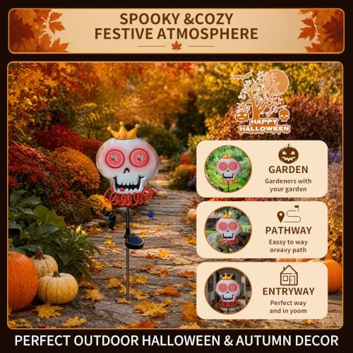 Solar Halloween Skull Garden Stake Light, Spooky Halloween Decorations