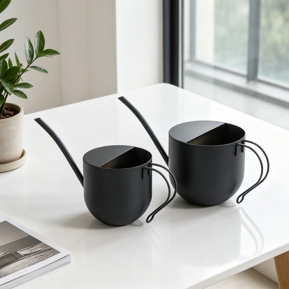 Dark Gray Watering Can 50oz Stainless Steel for Indoor Plants | Large-capacity long spout for precise watering, ideal