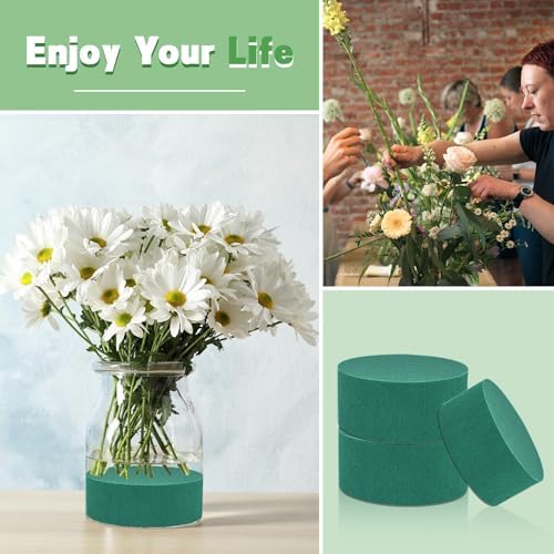 Round Floral Foam 4.5'' SUPKING Flower Foams 4Pcs Florist Foam Block Wet Dry Green Foam for Artificial and Fresh Flower Arrangement