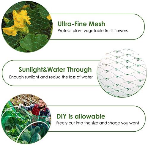 13X65Ft Bird Netting for Garden Protect Vegetable Plants and Fruit Trees,Plastic Trellis Netting for Birds, Deer,Squirrels and Other Animals