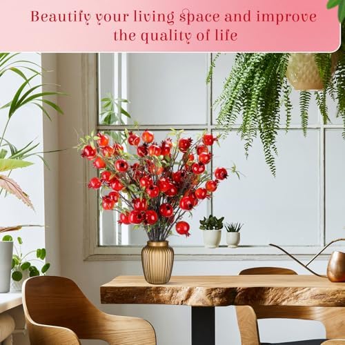 Thiccywoov 10 Pcs 36.6'' Artificial Pomegranate Branches Decor, Red